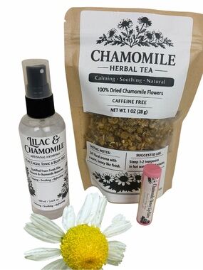 Chamomile Fathers Day Gift Herbal Tea, lip balm ,room spray Set